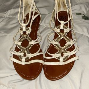 Elegant White and Gold Women's Sandals